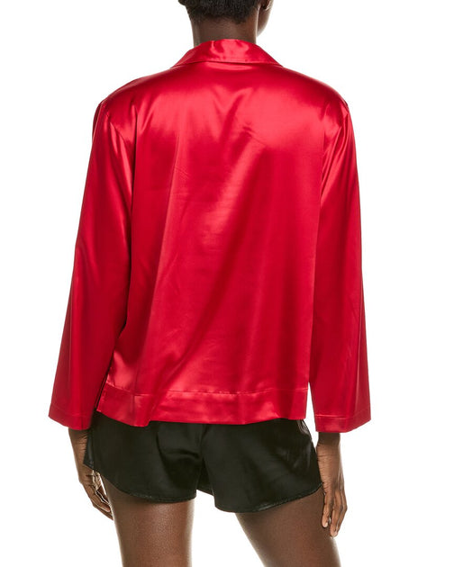 Natori Glamour Button-Down Top Red Small 3