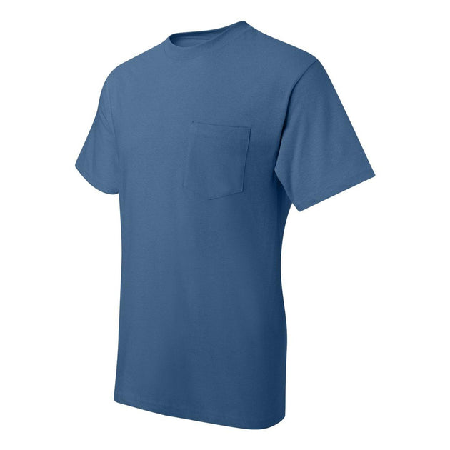 Hanes Beefy-T Pocket T-Shirt Blue Small 4