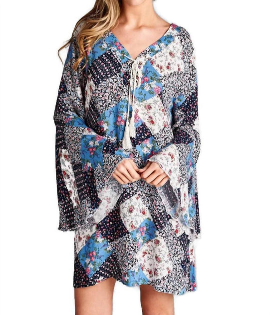 Velzera Floral Patchwork Print Mini Dress Multi 3X 2