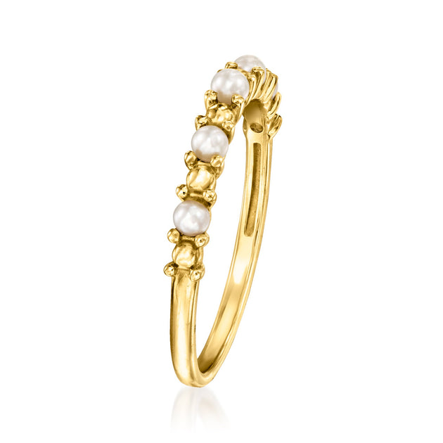 Ross-Simons Pure Cultured Pearl Bead Ring Silver US 9 4