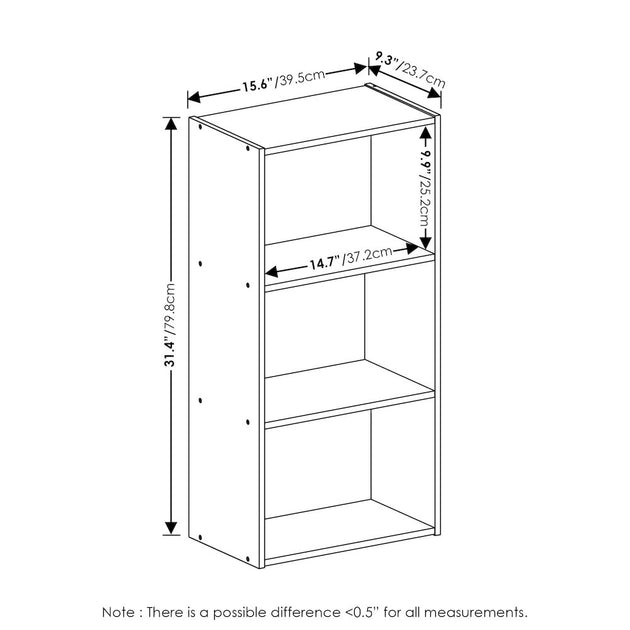 Furinno Luder Bookcase 3-Tier Blackwood 5