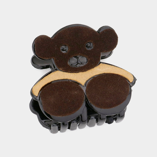 FASHNZFAB Haarspange Filz Bär Schwarz 3