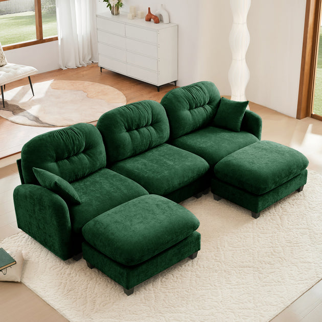 Streamdale Modular U-Shaped Chenille Couch Green 2