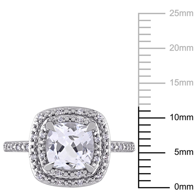 Mimi & Max Created White Sapphire Diamond Halo Engagement Ring White Gold US 6 4