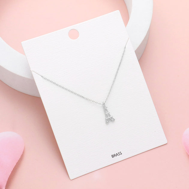FASHNZFAB Eiffel Tower Pendant Necklace Silver 3