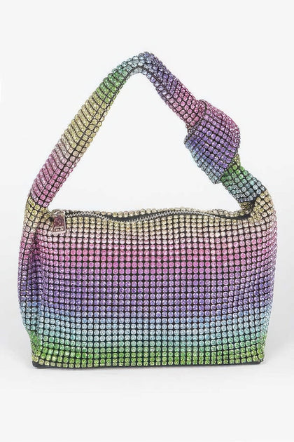 FASHNZFAB Rhinestone Shoulder Bag Green One Size 2