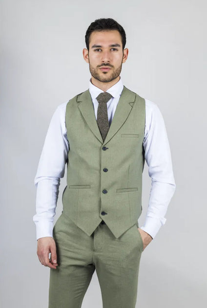Infinity Men's Sage Tailor Fit 3 Piece Linen Suit Green US 50 Regular 4