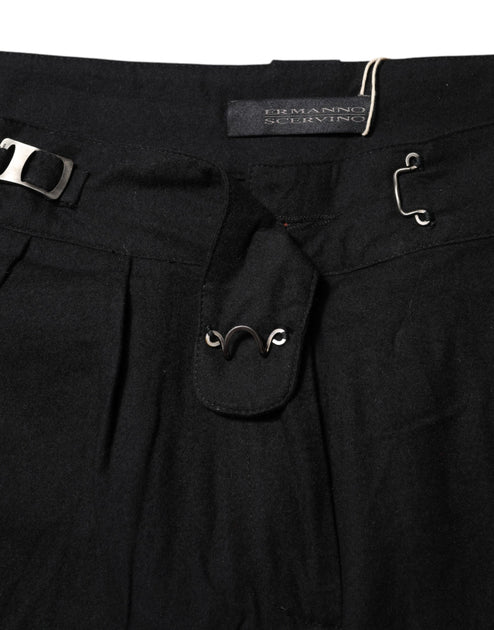Ermanno Scervino Straight Fit High Waist Pants Black Small 4