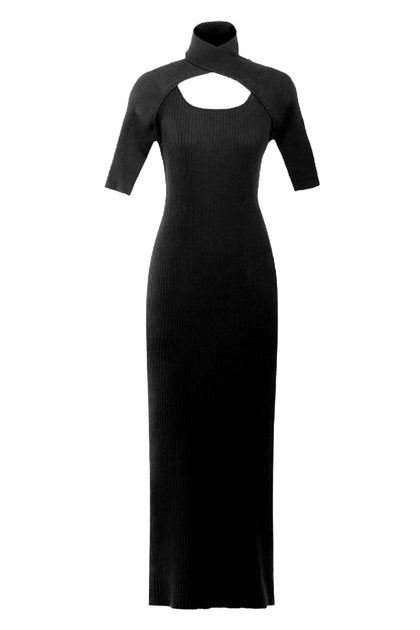 Wynn Hamlyn Loop Layered Knit Dress Black XS 3