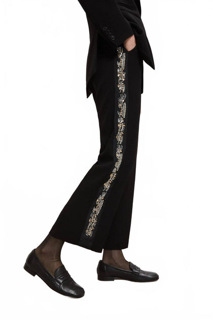 Ottod'ame Embroidered Palazzo Trousers Black US 4 3