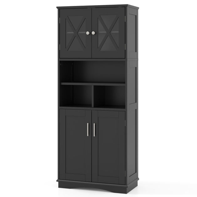Hivvago Tall Bathroom Storage Cabinet White 4