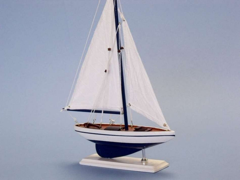 Handcrafted Pacific Sailboat Decoration Blue 17in 3