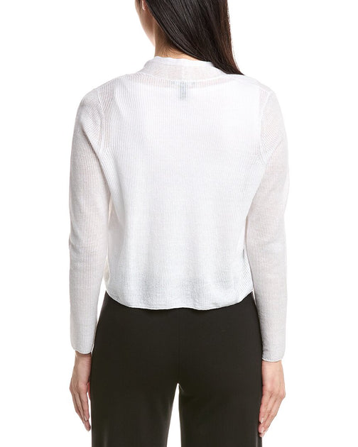 Eileen Fisher Linen-Blend Cardigan White XS 3