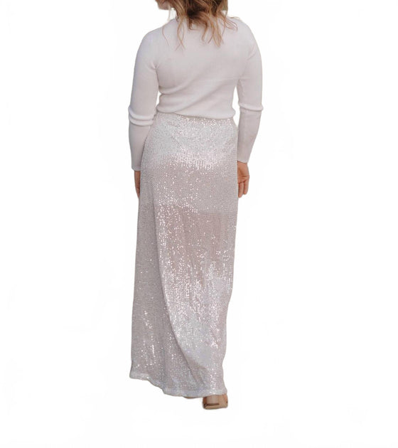 Ooh Fashion Skylar Maxi Skirt Silver Medium 4