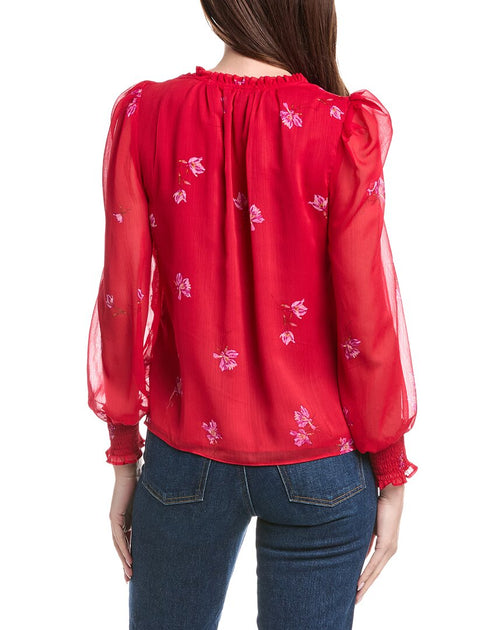 CeCe Ruffle Blouse Red XS 3
