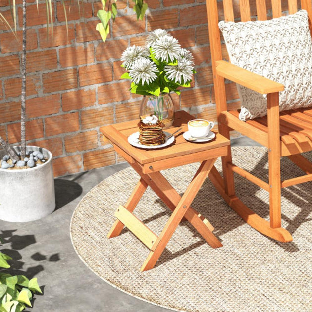 Hivvago Compact Folding Side Table Natural 3