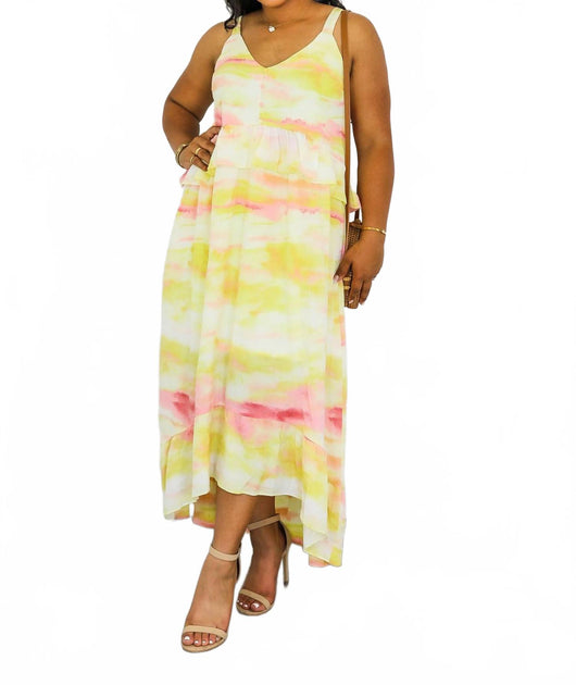 SurelyMine Ruffle High Low Maxi Dress Multi Large 4