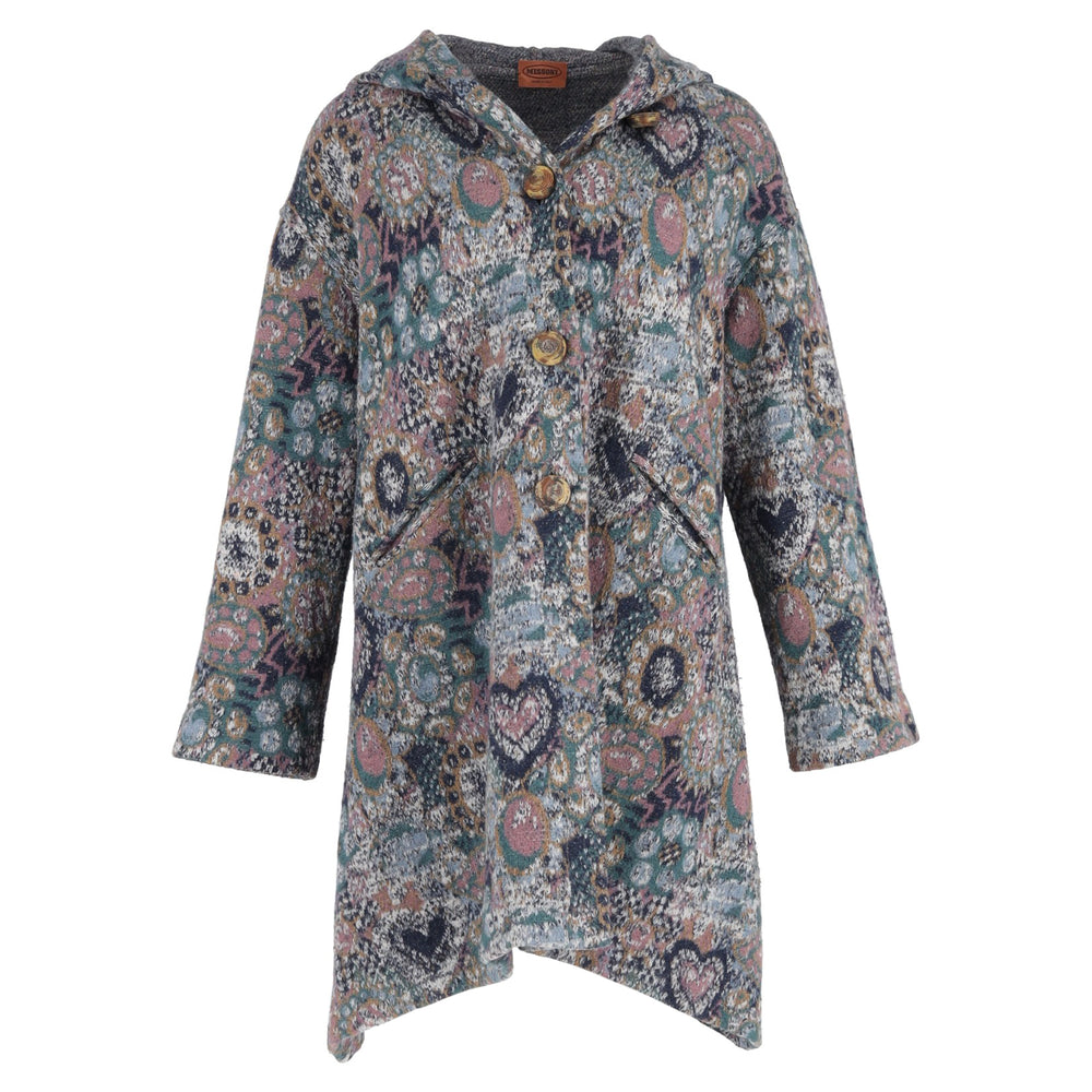 Missoni Printed Single-breasted Hooded Coat In Multicolor Wool