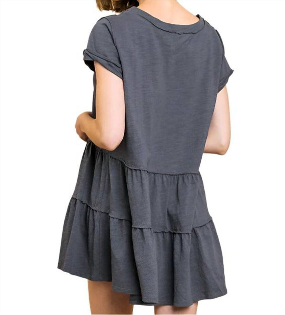 Umgee Tiered Ruffle Tunic Grey Small 4