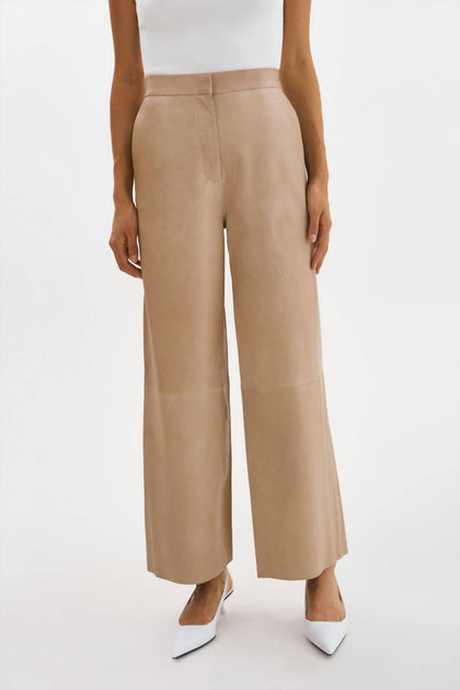 Lamarque Yaren Wide Leg Leather Pants Brown Large 4