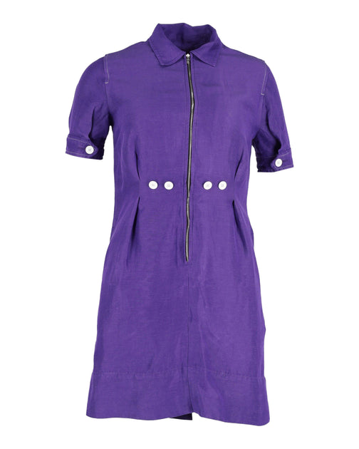 Sandro Paris Zip Front Mini Dress In Purple Viscose ShopSimon