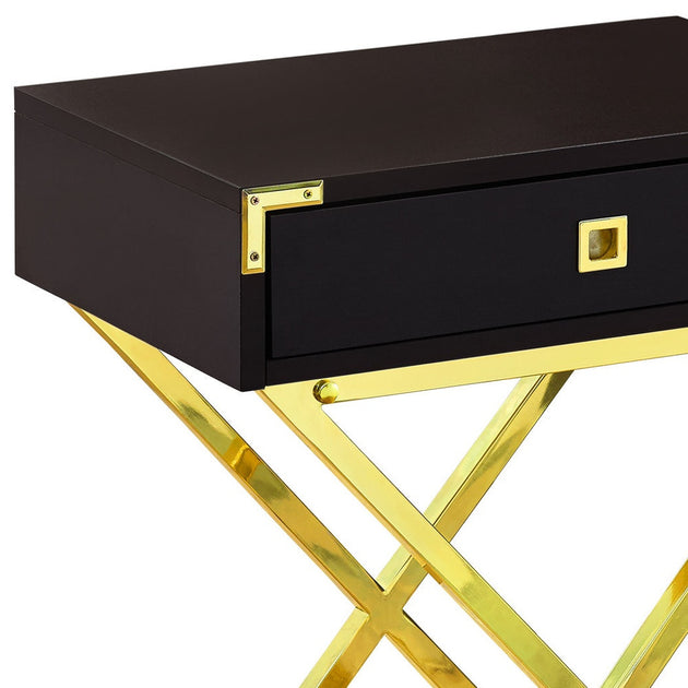 Hivvago End Table Gold Dark Brown 4