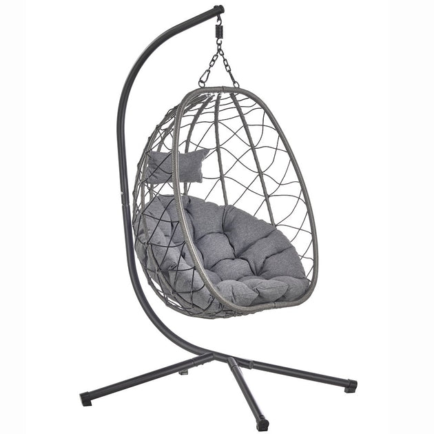 LeisureMod Summit Series Outdoor Egg Swing Chair Black 5