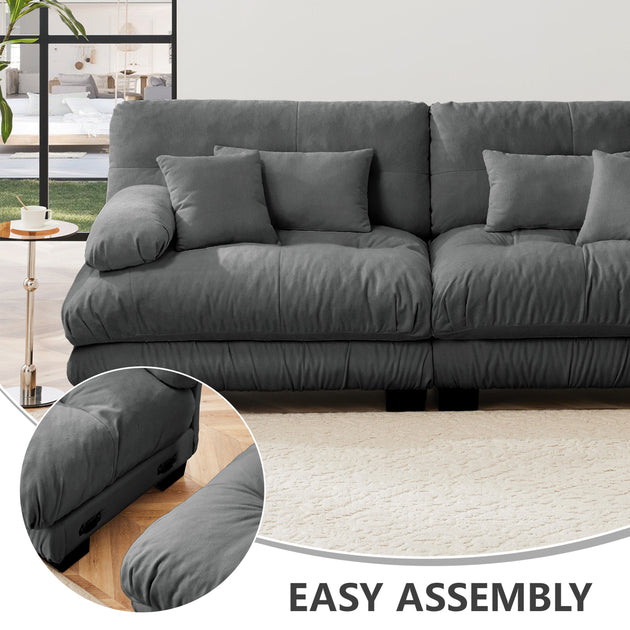 Streamdale Cloud Couch 2 Seater Chenille Sofa Gray 4