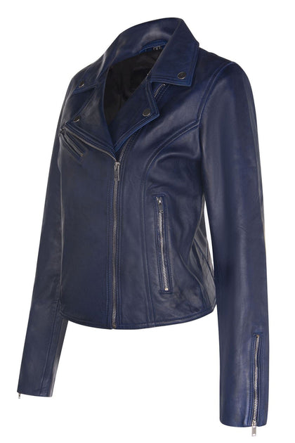 Infinity Loughton Womens Classic Leather Brando Biker Jacket Red Large 3