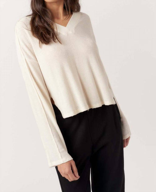 Project Social T Underground Thermal Burnout V-Neck Long Sleeve Tee White Small 3