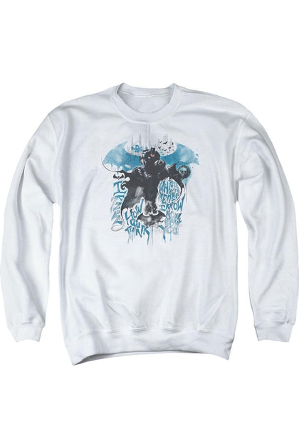 Gildan Batman Arkham Knight I Know Crewneck Sweatshirt White Large 2