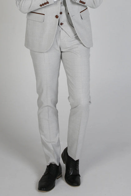 Paul Andrew Mark Check Trousers Grey 34 3