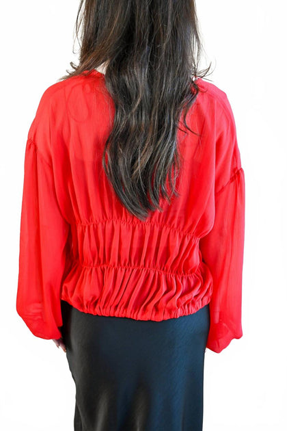 GREYLIN Beach Street Button Up Blouse Red XS 3