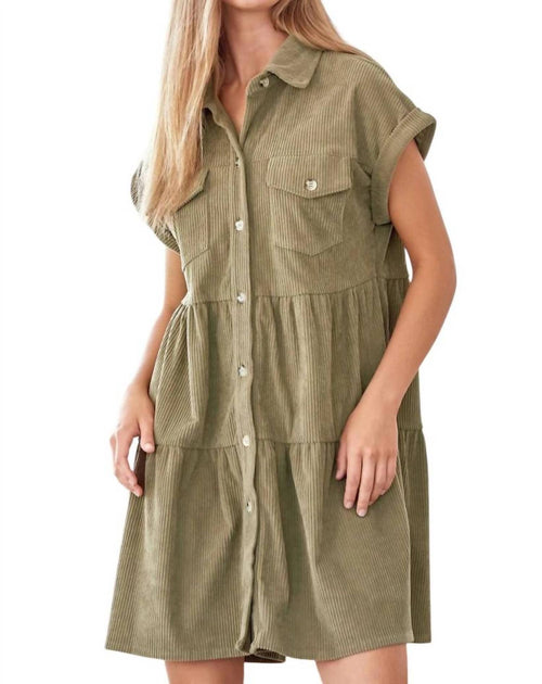 Andree By Unit Missing Home Corduroy Dress Green Large 2