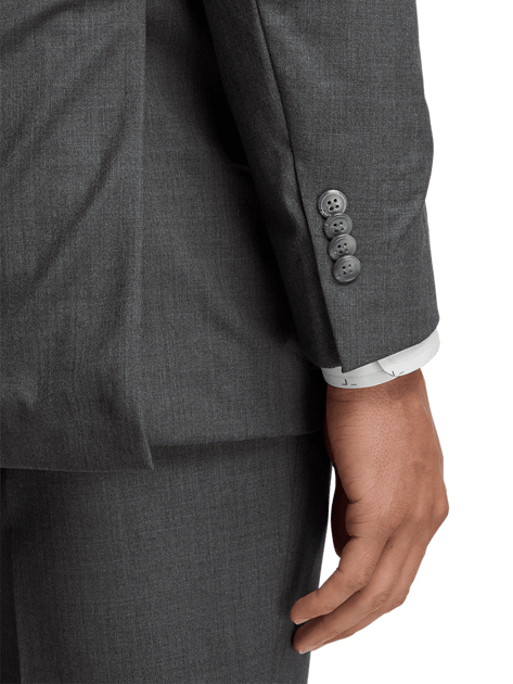 Paul Fredrick Wool Stretch Bengaline Peak Lapel Suit Jacket Grey US 52 Regular 4