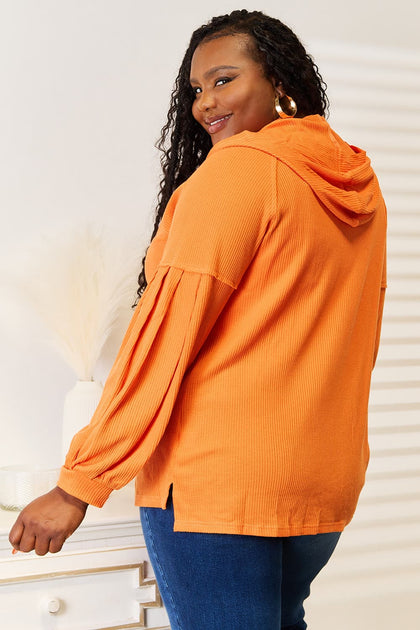 TRUEDAMES Basic Bae Waffle Knit Hoodie Orange Medium 3