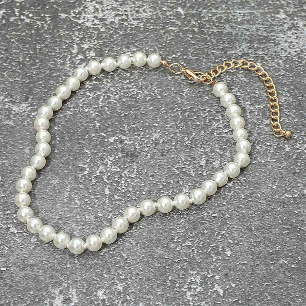 FASHNZFAB Classic Pearl Necklace Silver One Size 5