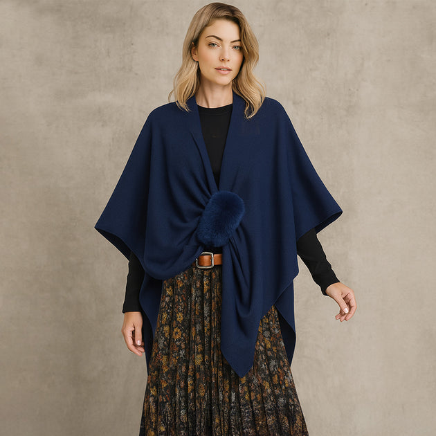 TRUEDAMES Poncho Ruana Tricot Rose Taille Unique 4