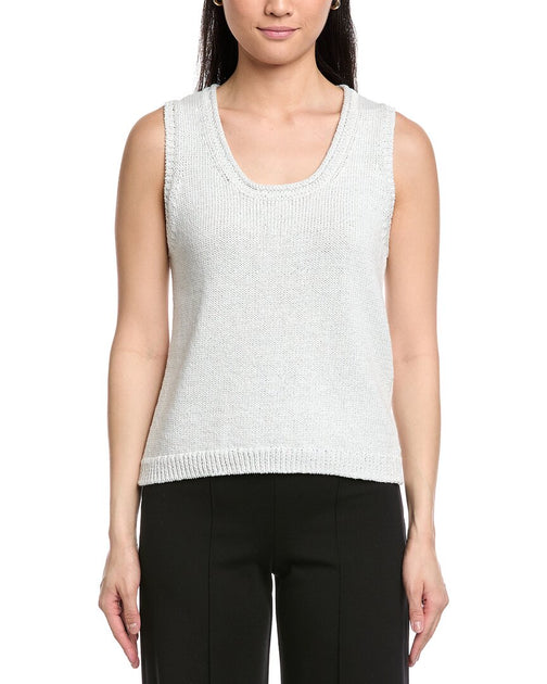 St. John Scoop Neck Knit Tank White Small 2