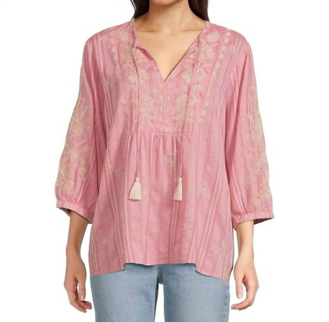 Johnny Was Prairie Blouse 3/4 Sleeve Hyacinth Multi Medium 2