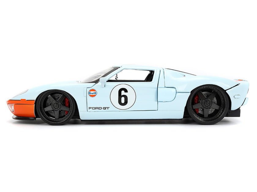 Jada 2005 Ford GT #6 Gulf Oil Hellblau Orange 1/24 Modellauto 4