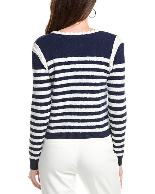 T Tahari Stripe Jacket Blue Medium 3