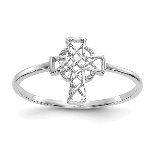 Diamond2Deal Celtic Cross Ring White Gold US 7 2