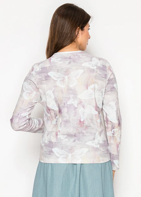 Yal New York Butterfly Print Long Sleeve Tee Multi Medium 3