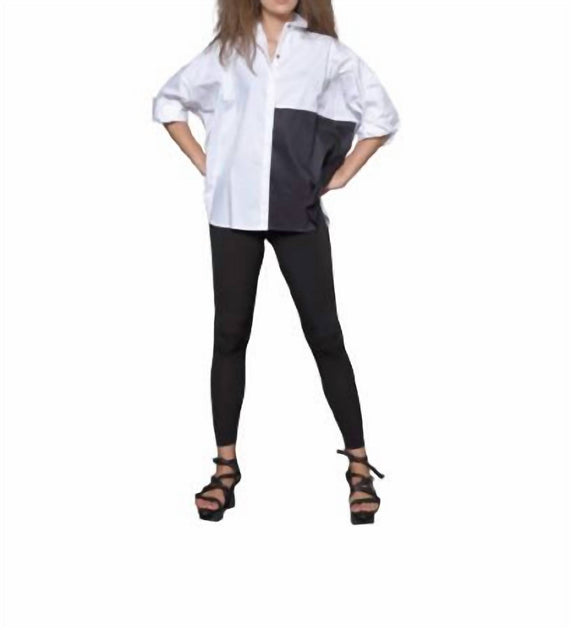 Simply Mila 2 Tone Boxy Shirt White Medium 2