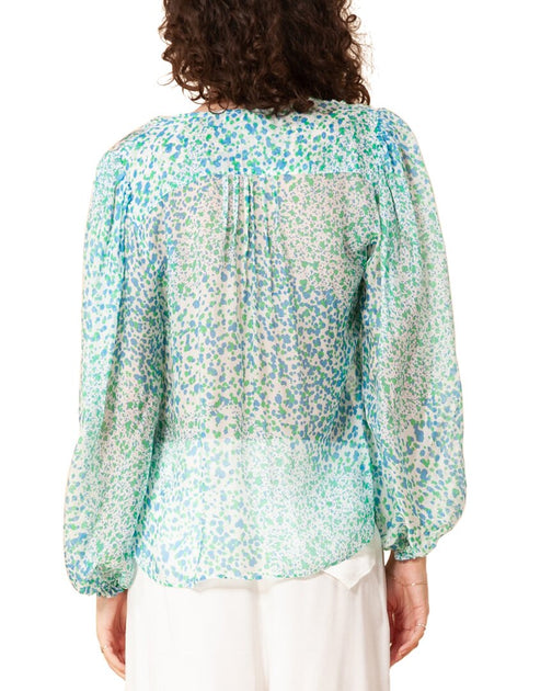 Hale Bob V-Neck Silk-Blend Top Blue XS 3