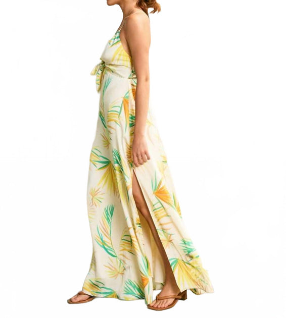 DRESS FORUM Alana Palm Leaf Maxi Dress Multi Large 4