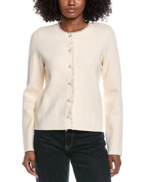 CeCe Fringe Cardigan Beige Medium 2