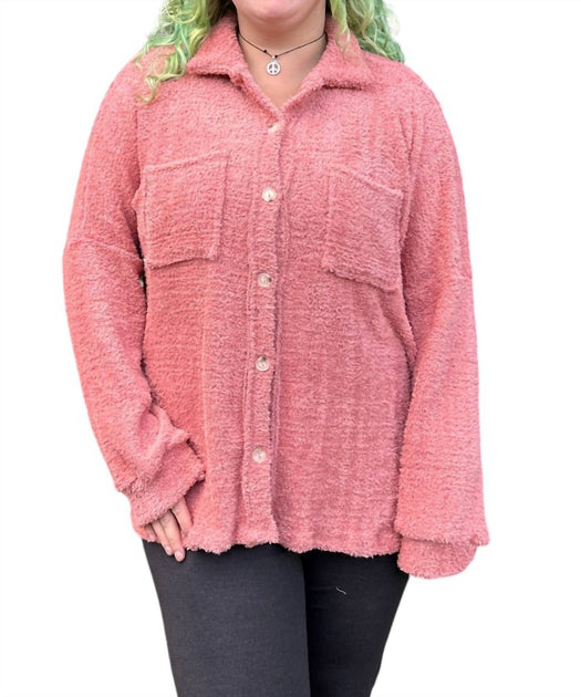 salt & bit Malia Plush Shacket Pink Medium 2