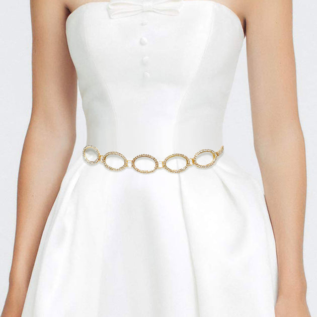 FASHNZFAB Open Oval Link Chain Waist Belt Multi One Size 2